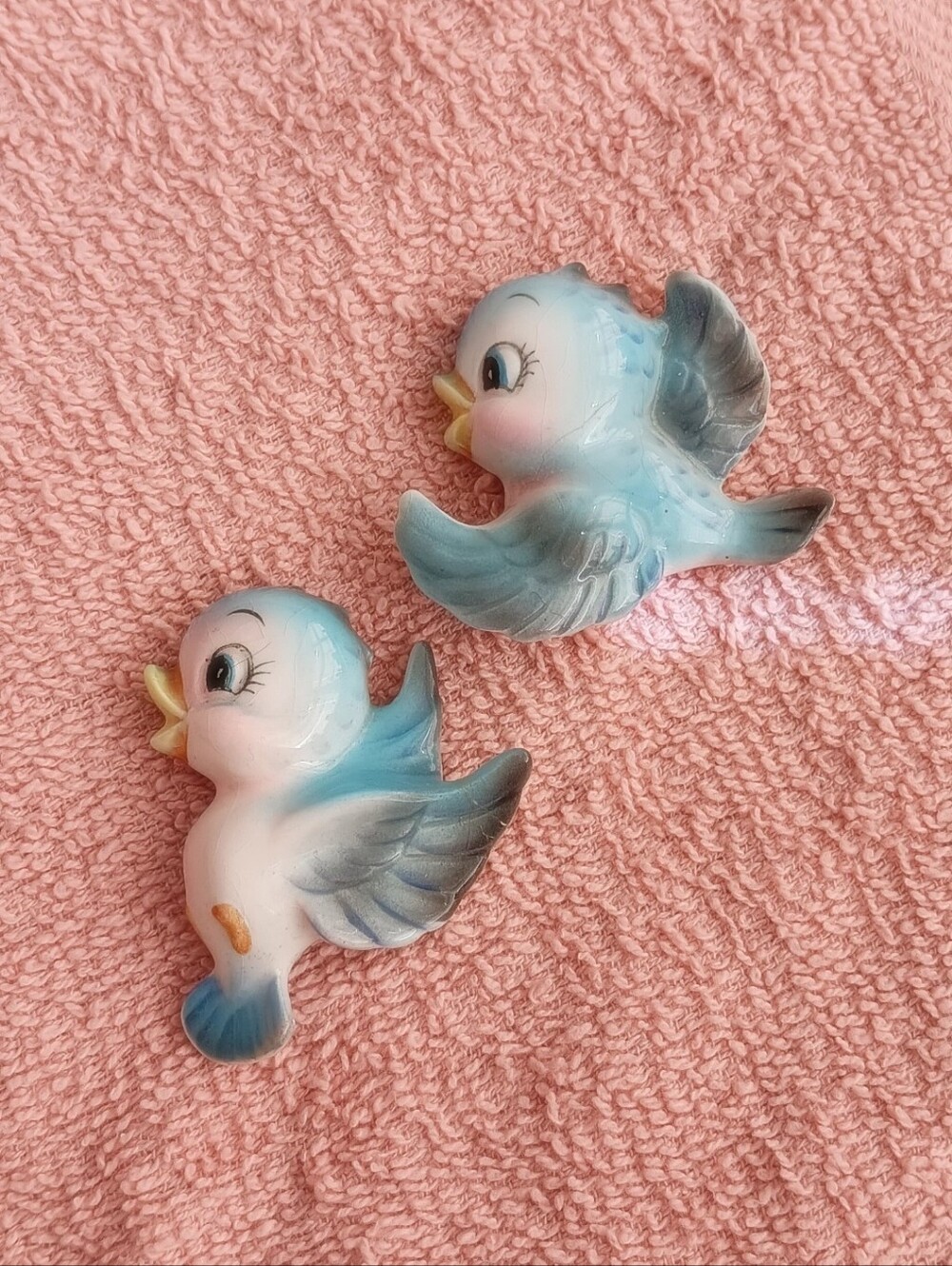 Blue Ceramic Bird Figurine Set - Decorative Pet Bird Accents